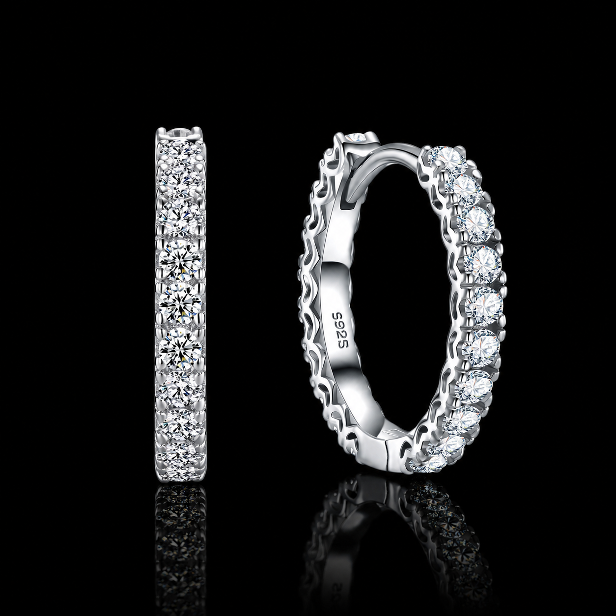 The Pavé Moissanite Huggie Hoops