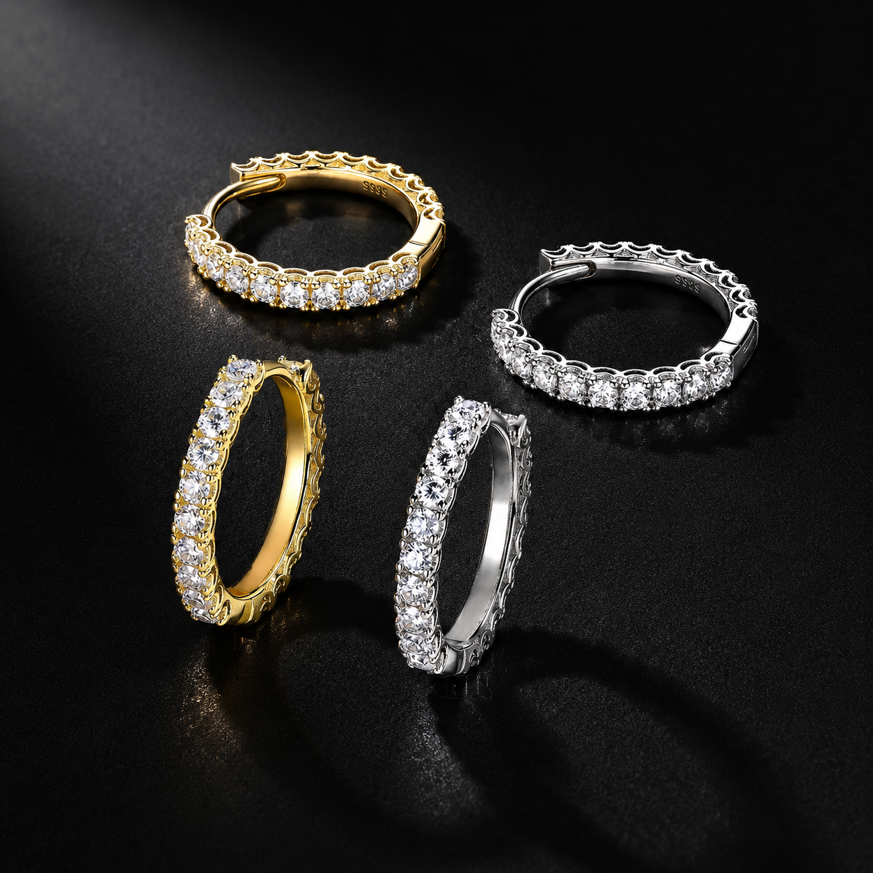The Pavé Moissanite Huggie Hoops
