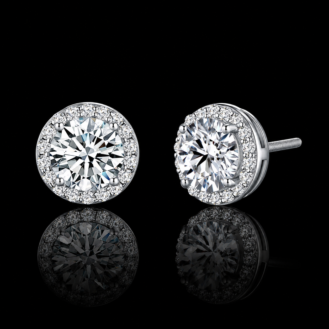 The Halo Moissanite Stud Earrings