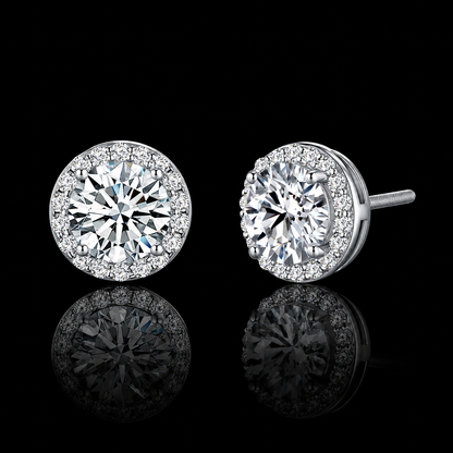 The Halo Moissanite Stud Earrings