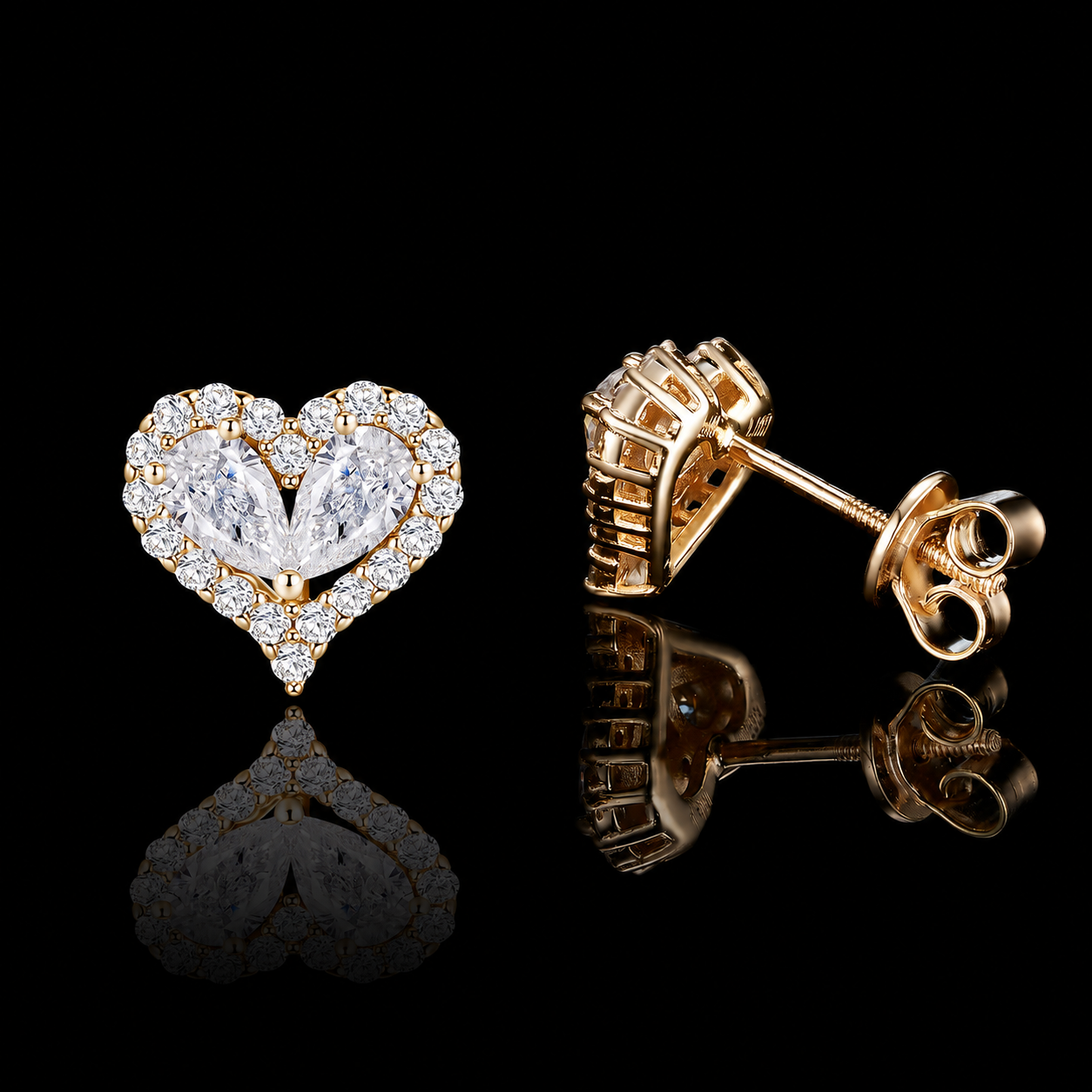 The Heart Halo Moissanite Stud Earrings