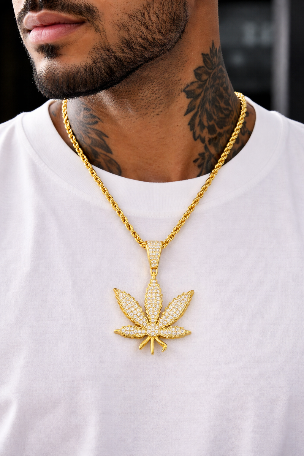 The Moissanite Leaf Pendant (Includes FREE 20” Rope Chain)