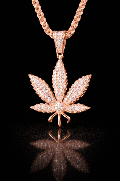 The Moissanite Leaf Pendant (Includes FREE 20” Rope Chain)