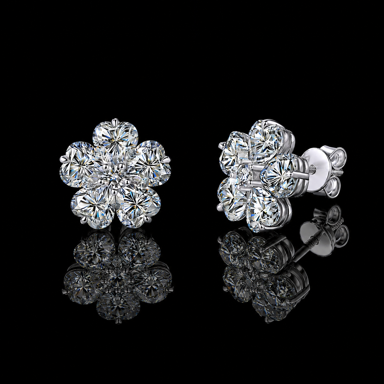 The Flower Cluster Moissanite Stud Earrings