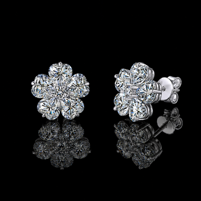 The Flower Cluster Moissanite Stud Earrings