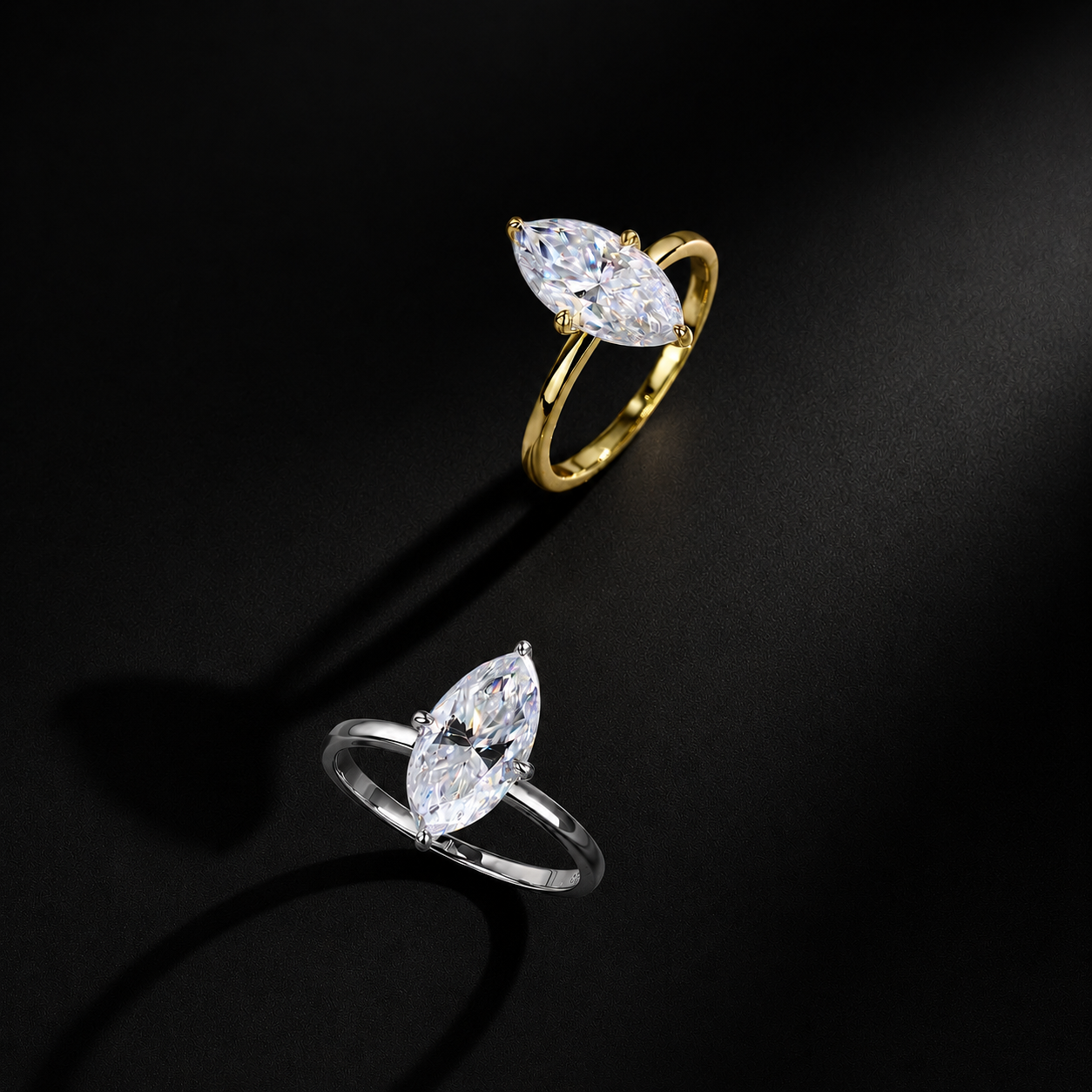 The Marquise Solitaire Moissanite Ring