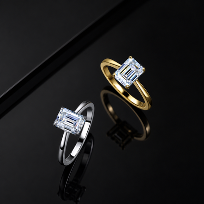 The Emerald Solitaire Moissanite Ring