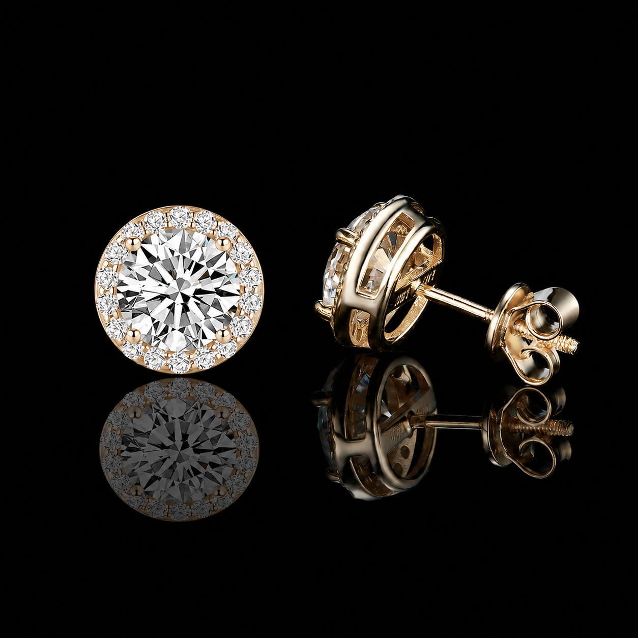 The Halo Moissanite Stud Earrings