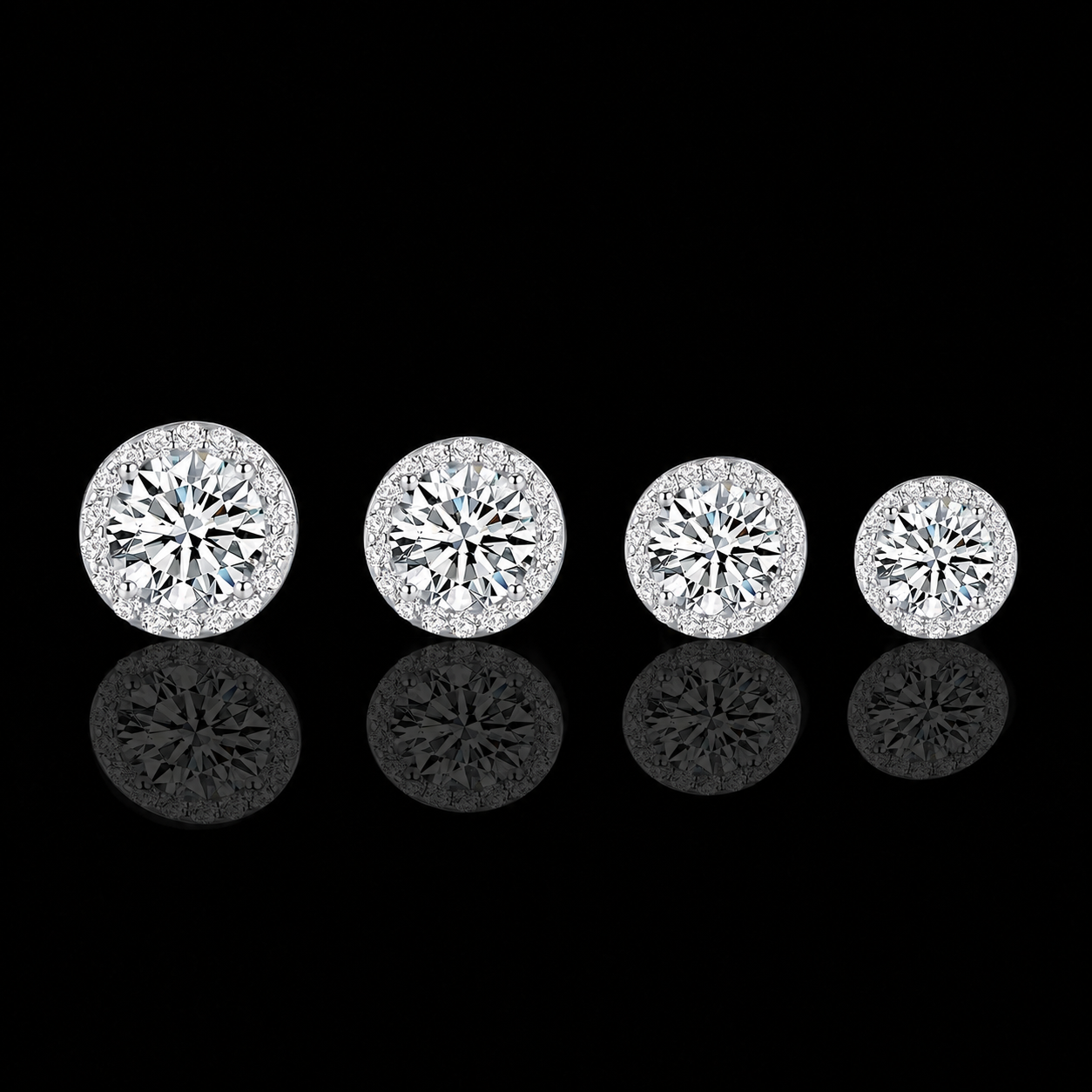 The Halo Moissanite Stud Earrings