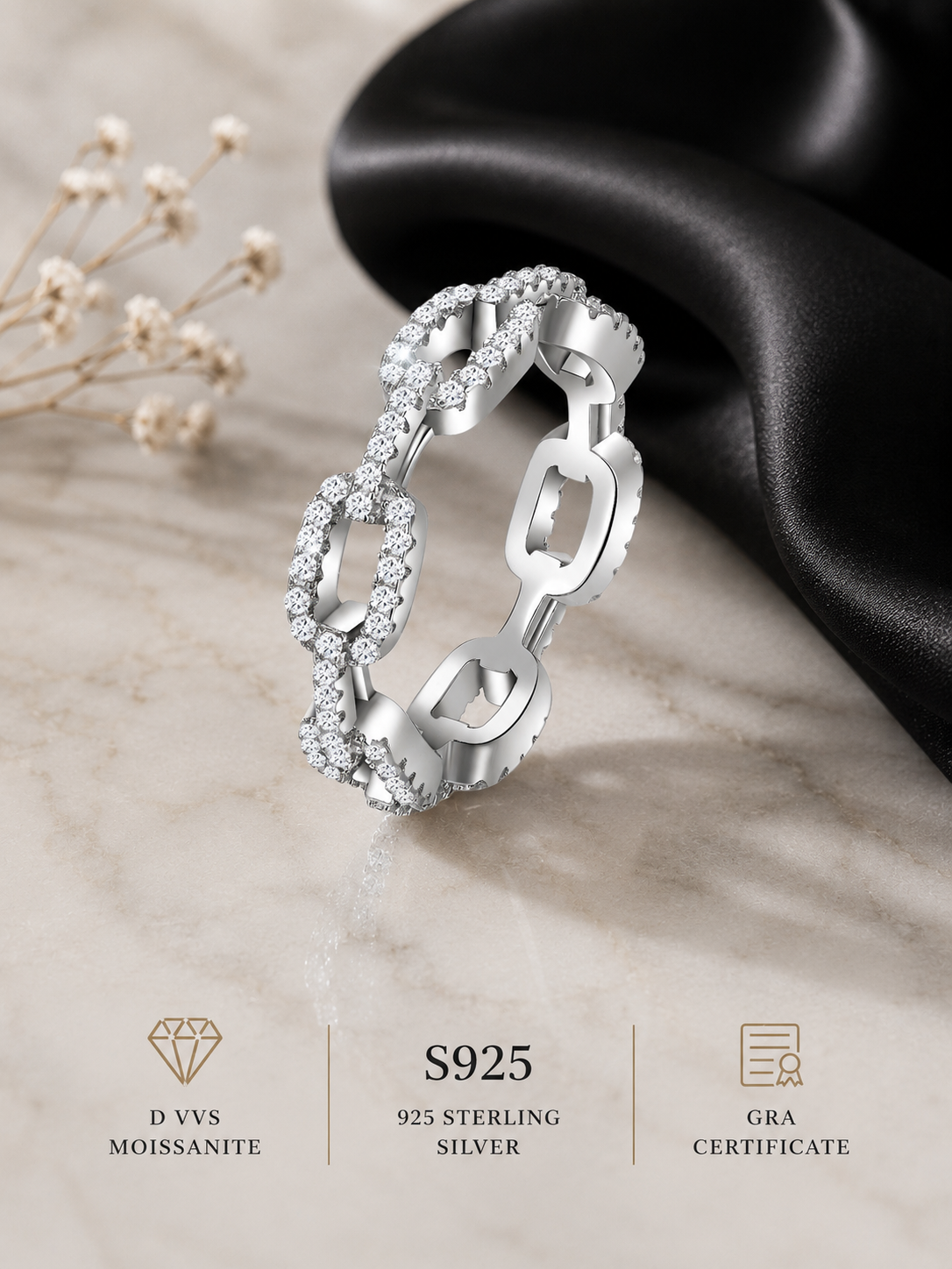 The Cuban Link Moissanite Ring