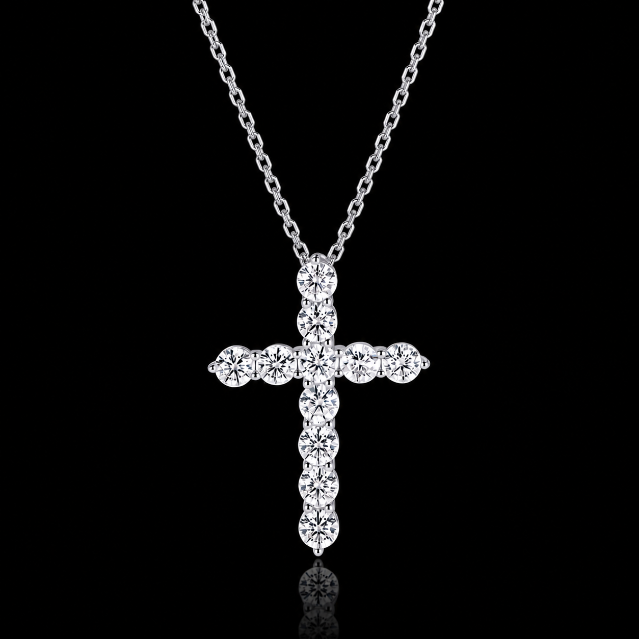 The Pavé Moissanite Cross Necklace