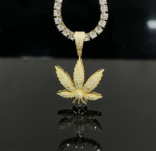 ✨ Iced Out Cannabis Leaf Pendant