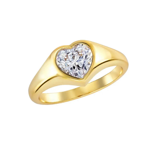 One Heart Bezel Ring