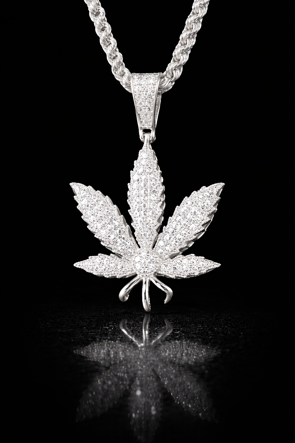 The Moissanite Leaf Pendant (Includes FREE 20” Rope Chain)