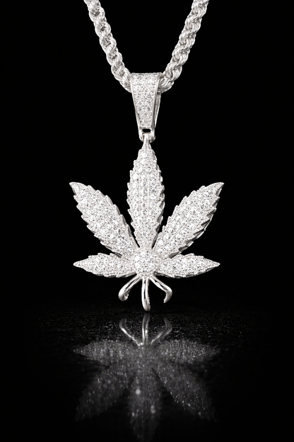 The Moissanite Leaf Pendant (Includes FREE 20” Rope Chain)