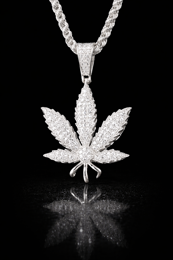 The Moissanite Leaf Pendant (Includes FREE 20” Rope Chain)