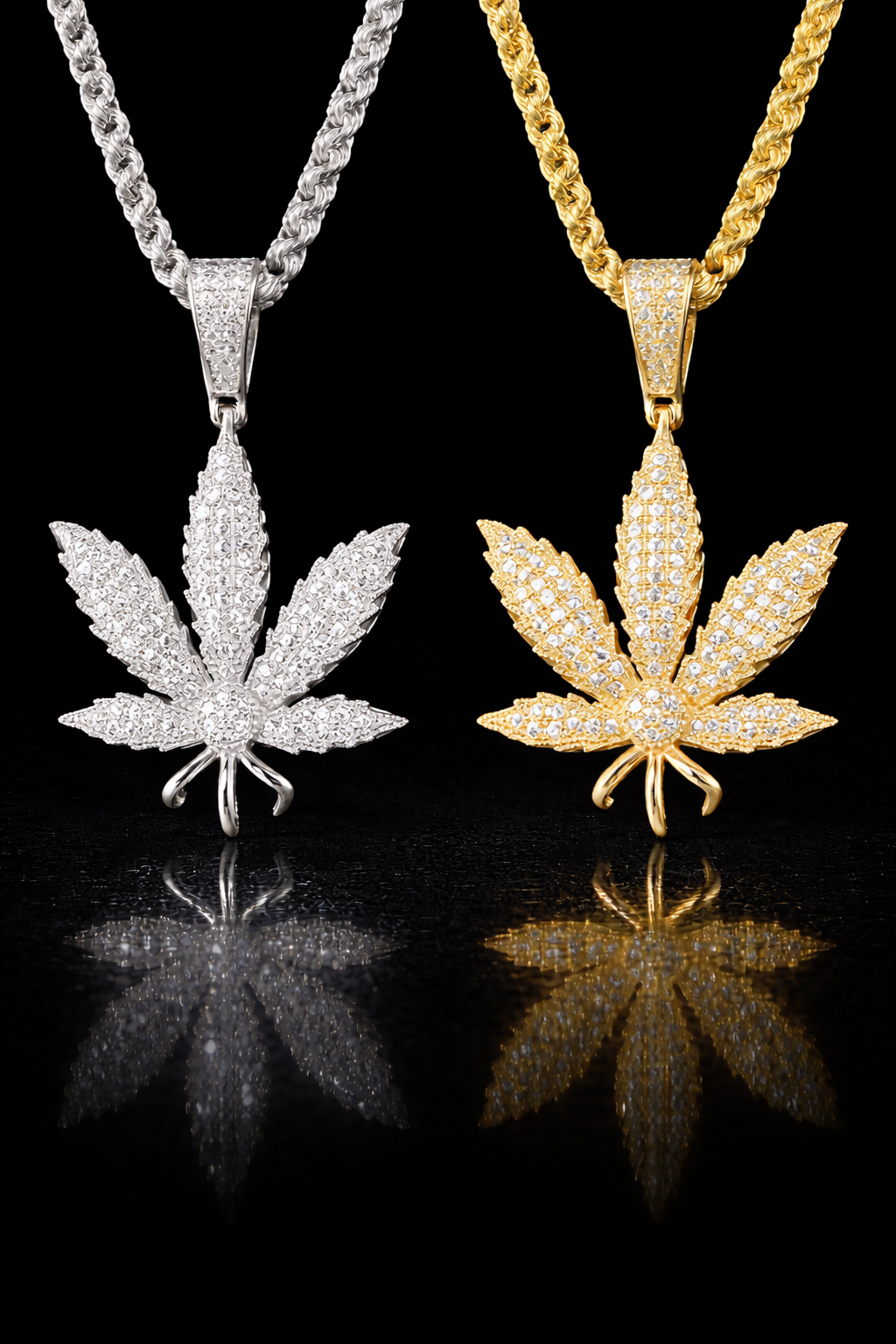 The Moissanite Leaf Pendant (Includes FREE 20” Rope Chain)