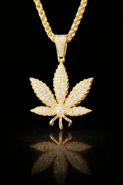 The Moissanite Leaf Pendant (Includes FREE 20” Rope Chain)