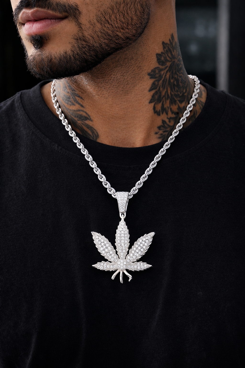 The Moissanite Leaf Pendant (Includes FREE 20” Rope Chain)