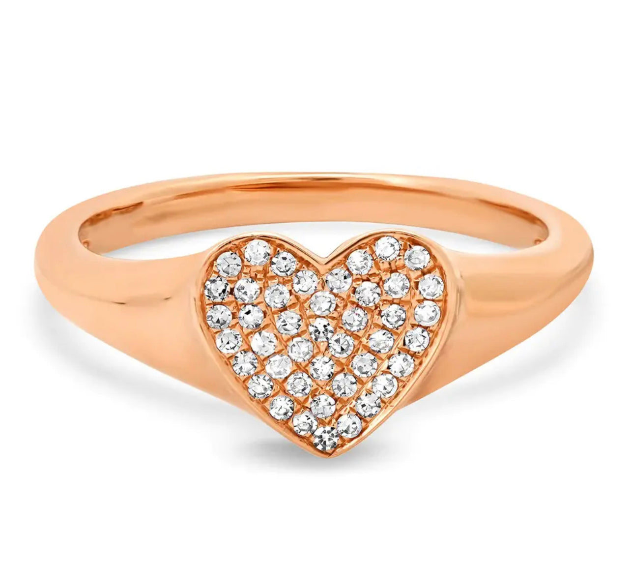 Signet Pinky Heart Pave Ring