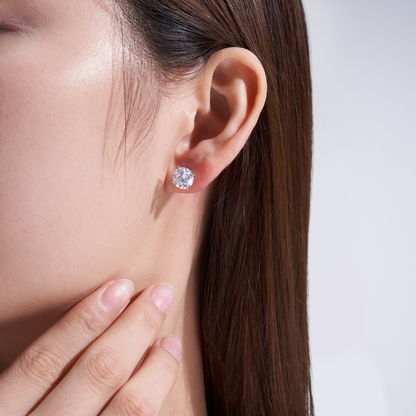 The Round Moissanite Stud Earrings