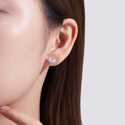 The Heart Halo Moissanite Stud Earrings