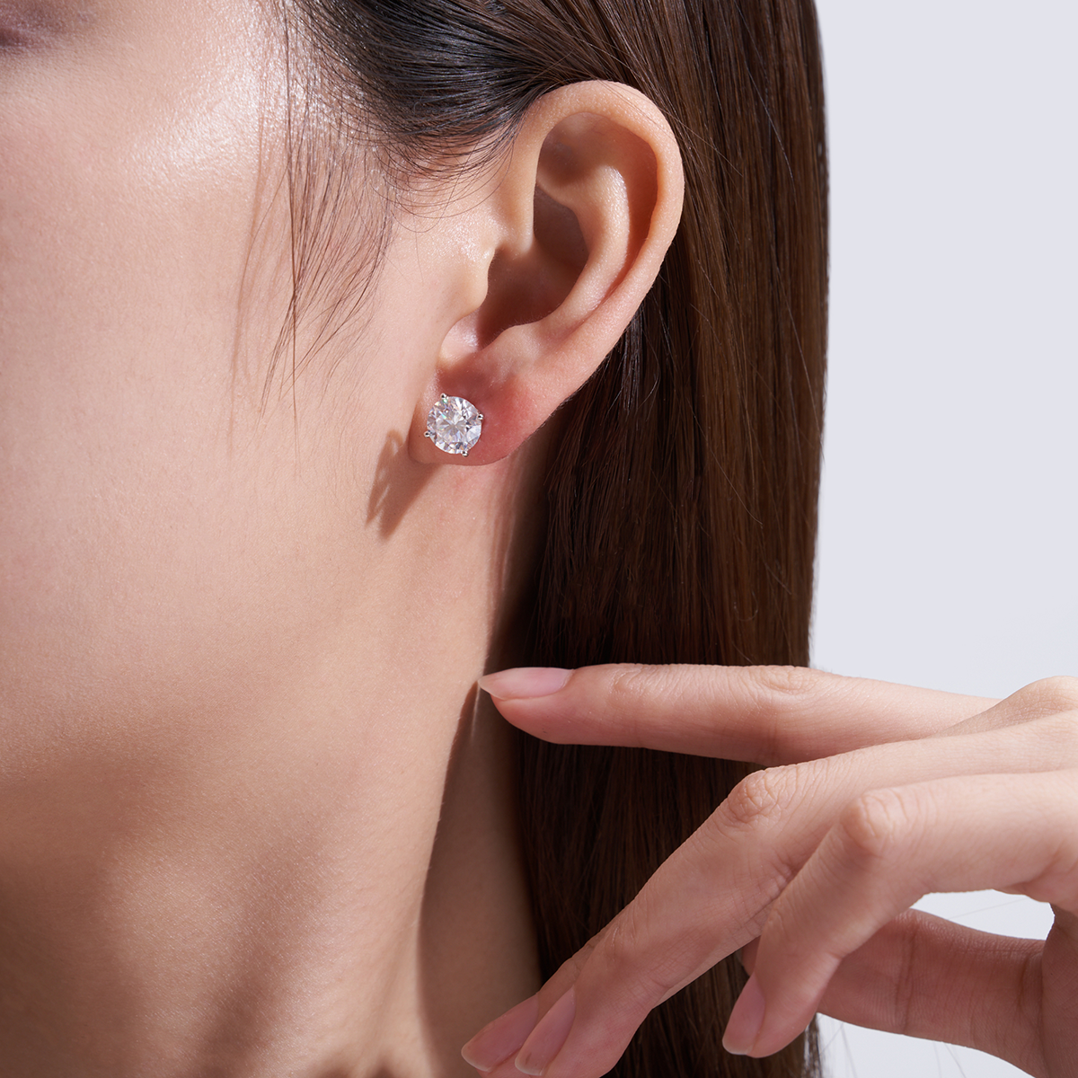 The Round Moissanite Stud Earrings