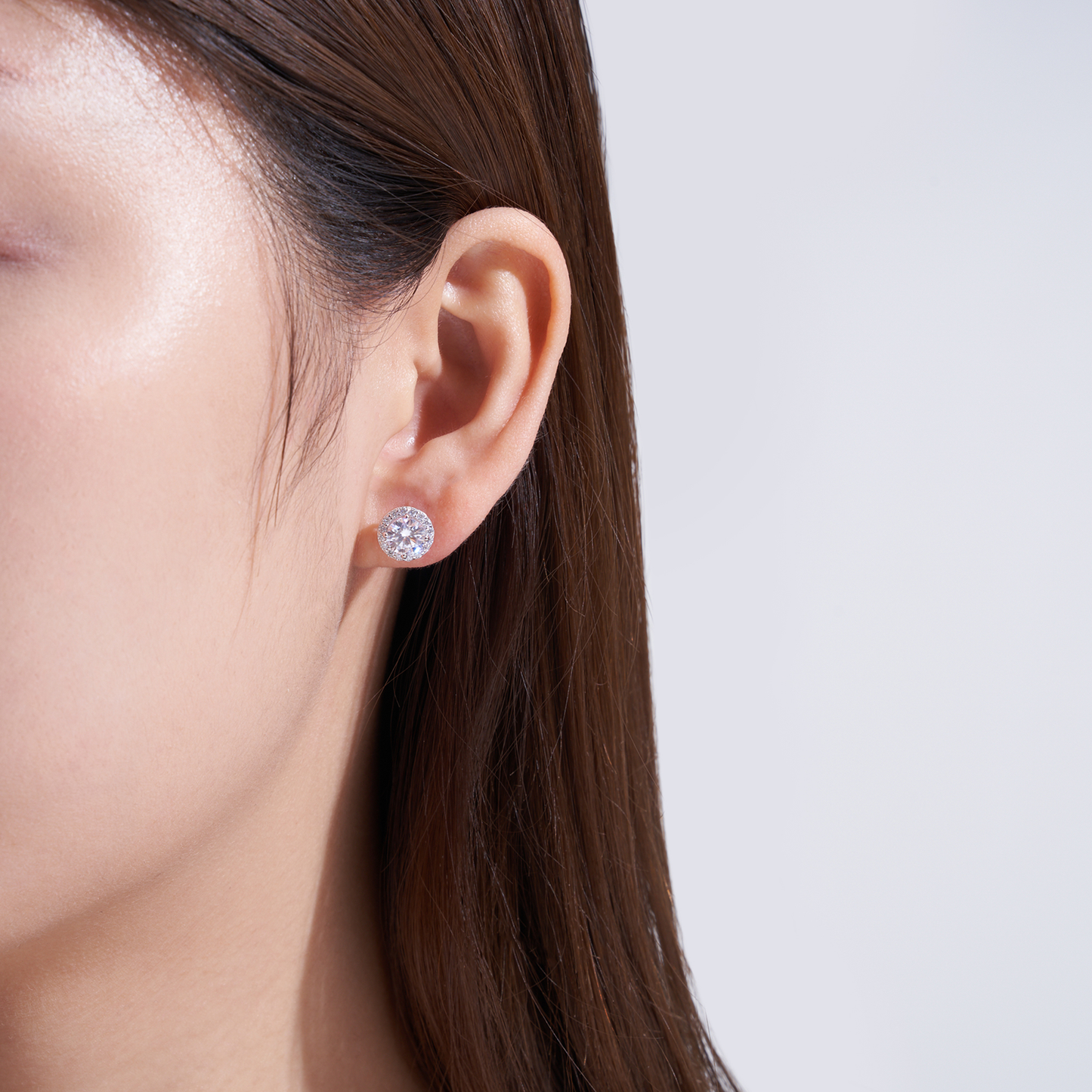 The Halo Moissanite Stud Earrings