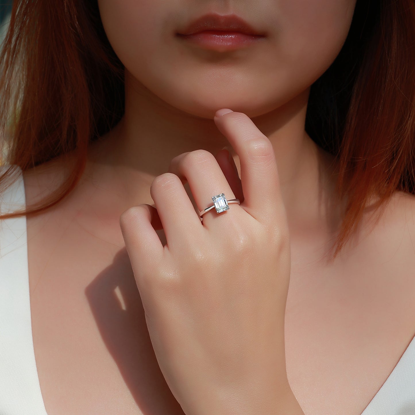 The Emerald Solitaire Moissanite Ring