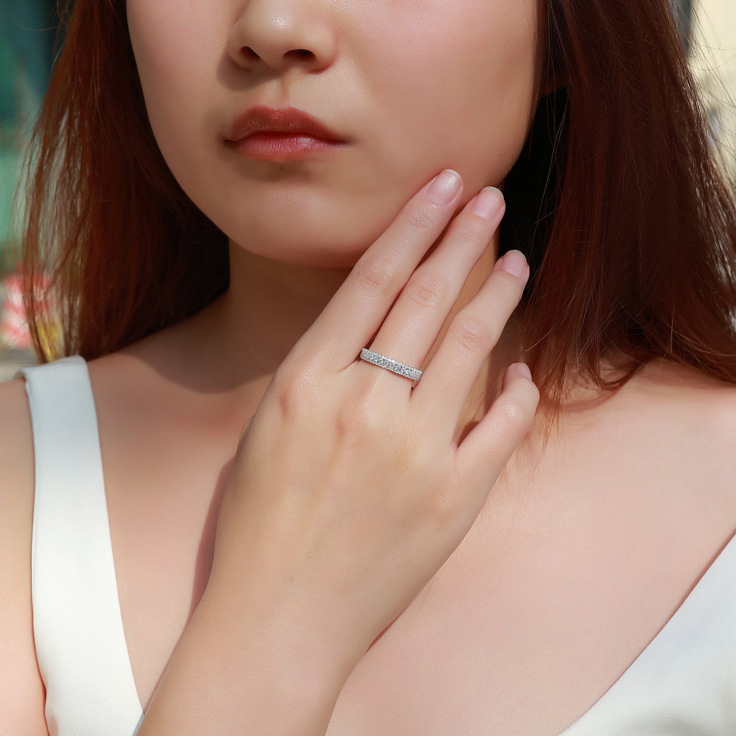 The Double Row Eternity Moissanite Ring