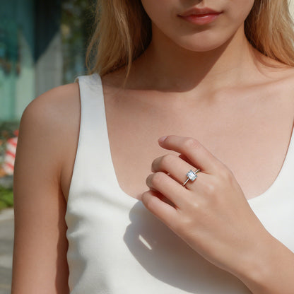 The Emerald Solitaire Moissanite Ring