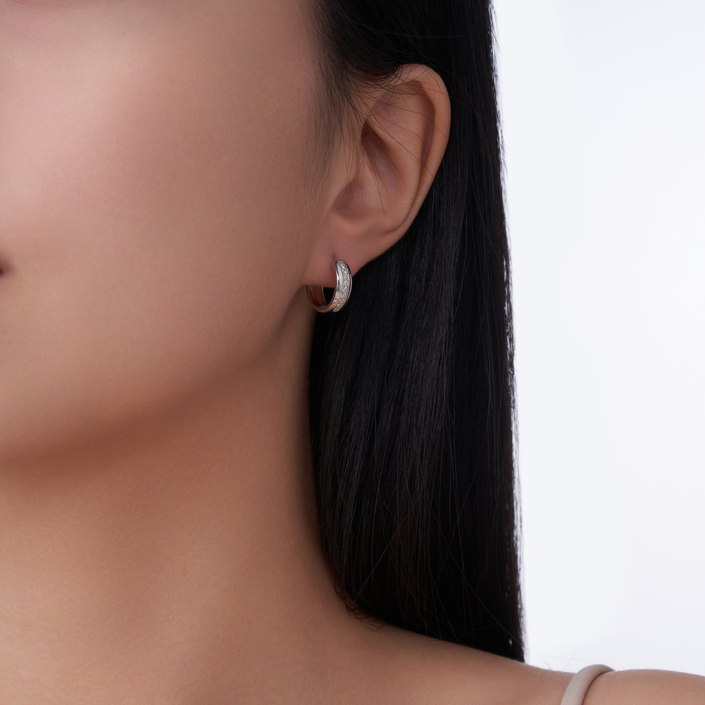 The Moissanite Huggie Hoops