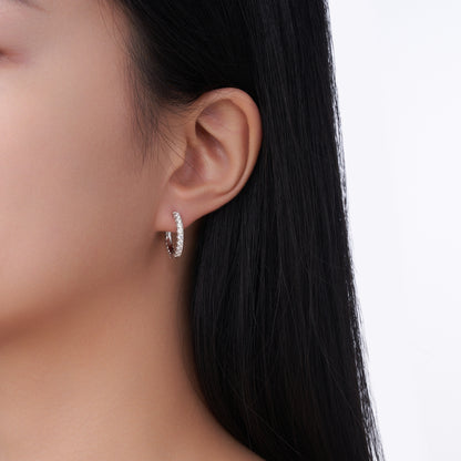 The Pavé Moissanite Huggie Hoops