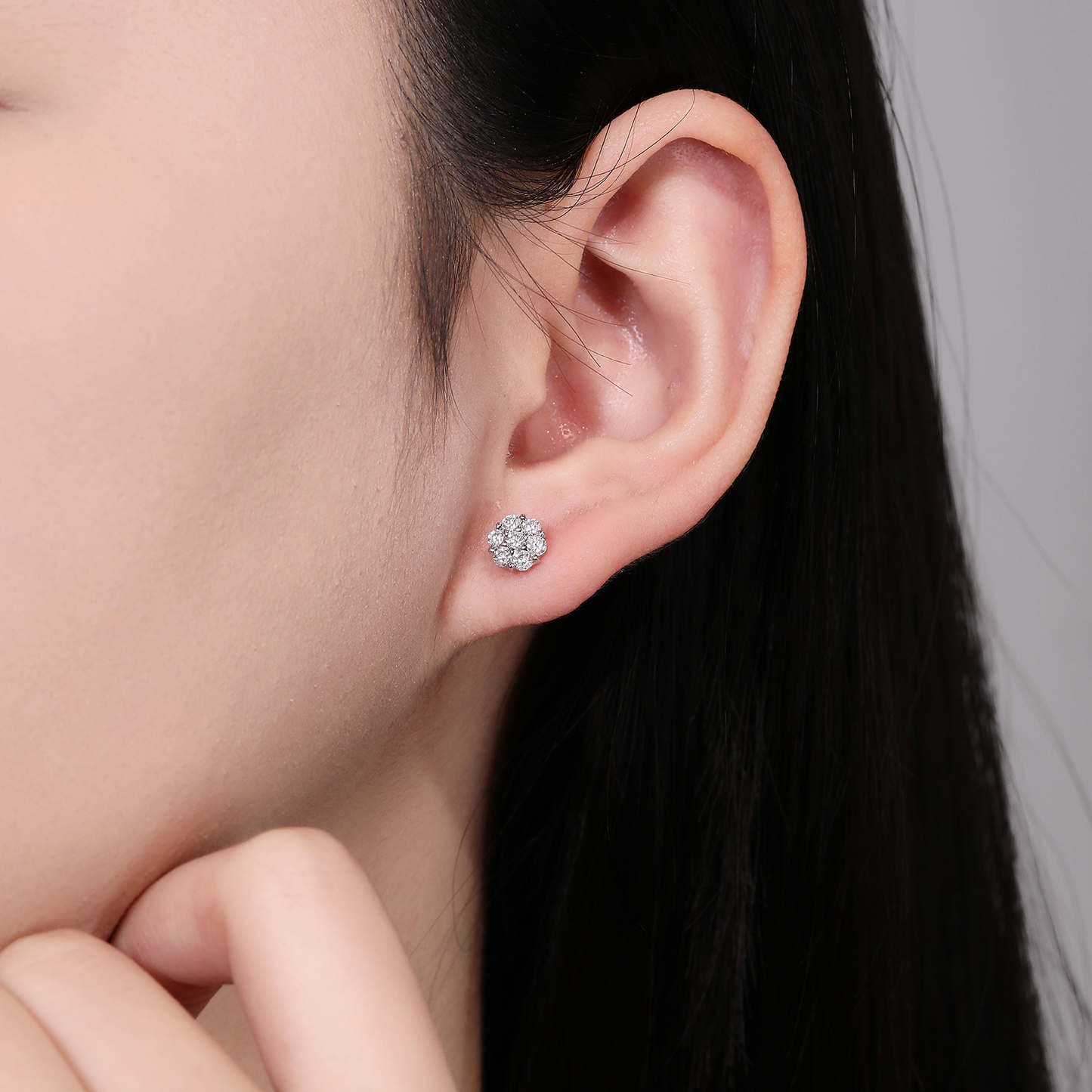 The Moissanite Cluster Stud Earrings