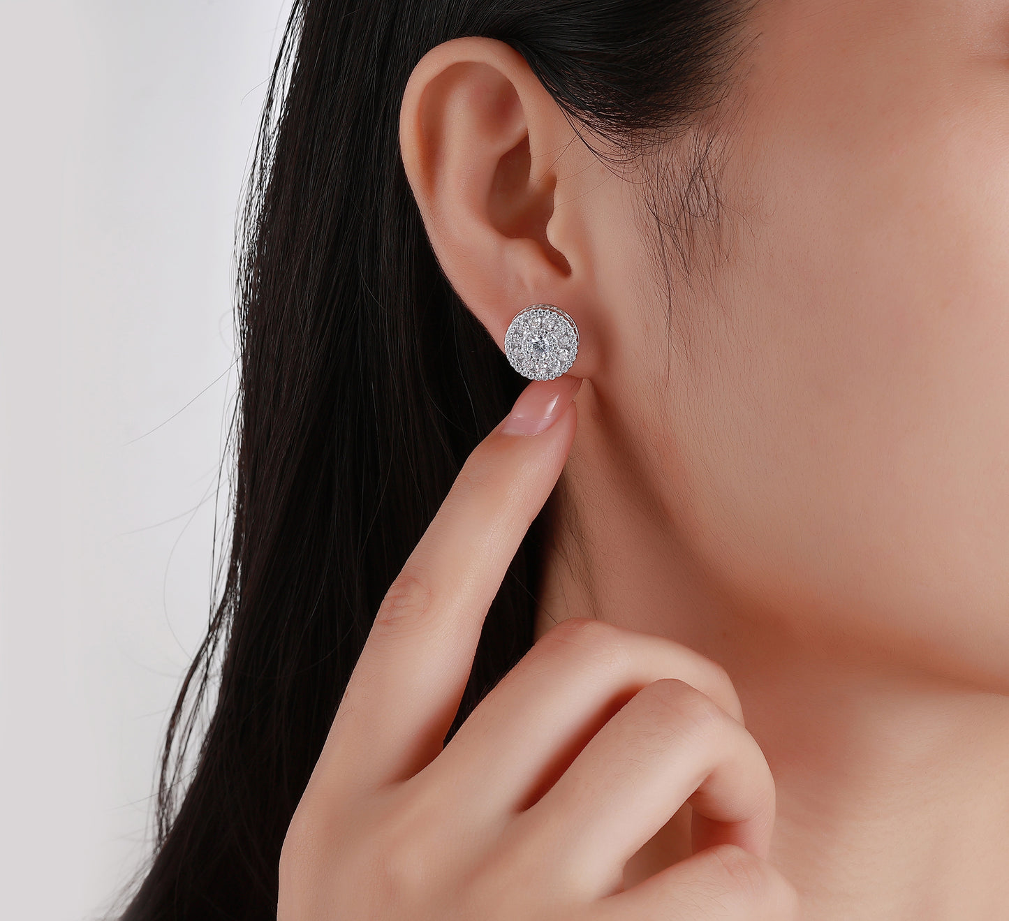 The Round Cluster Moissanite Stud Earrings