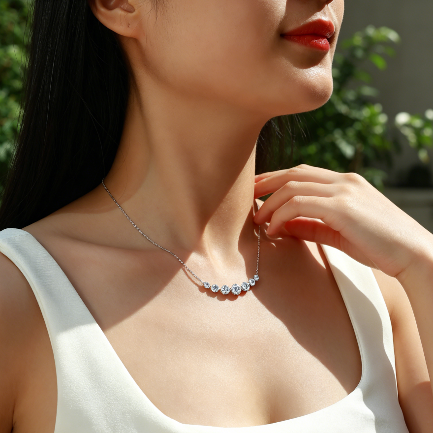 The Graduated Moissanite Drop Necklace