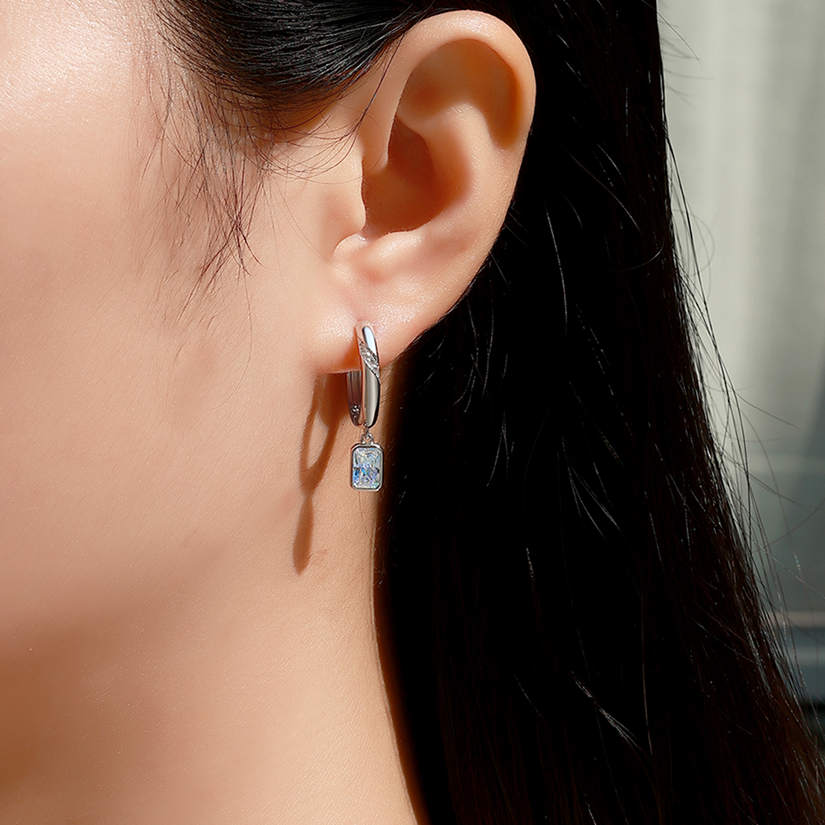 The Radiant Drop Moissanite Hoops