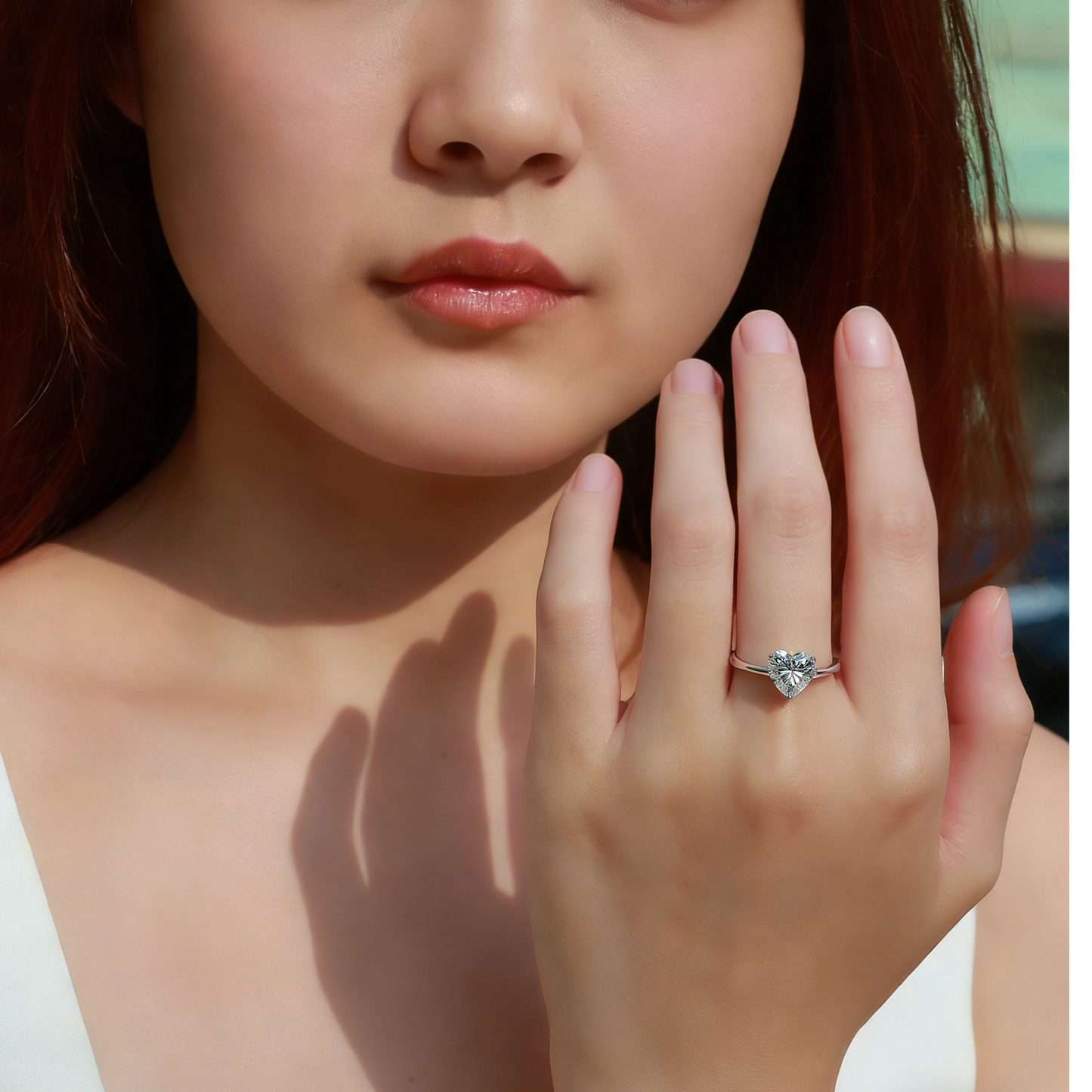 The Heart Solitaire Moissanite Ring