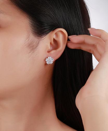 The Flower Cluster Moissanite Stud Earrings
