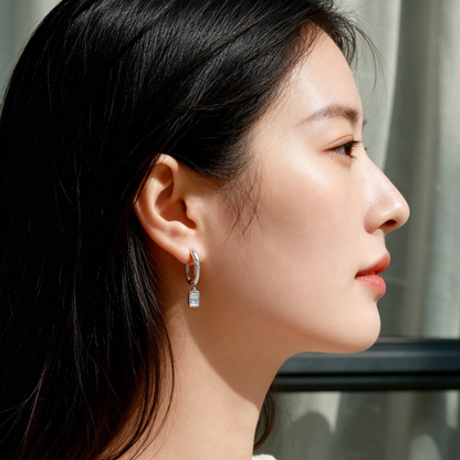 The Radiant Drop Moissanite Hoops
