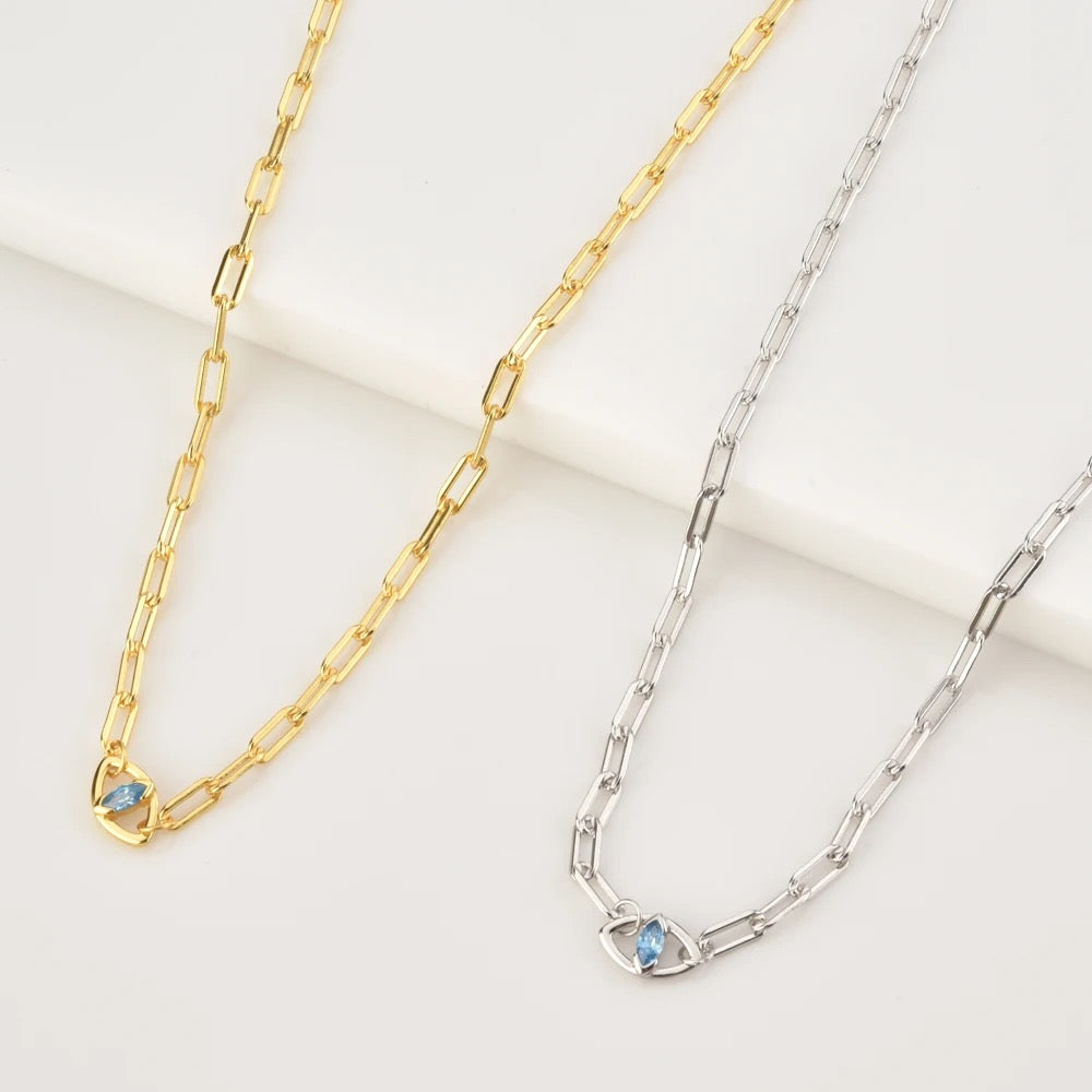 The Evil Eye PaperClip Necklace