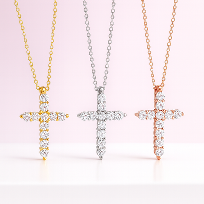 The Pave' Cross Necklace (Cable Chain)