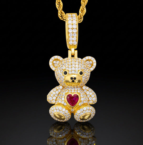 The Moissanite Teddy Bear Pendant (Includes FREE 20” Rope Chain)