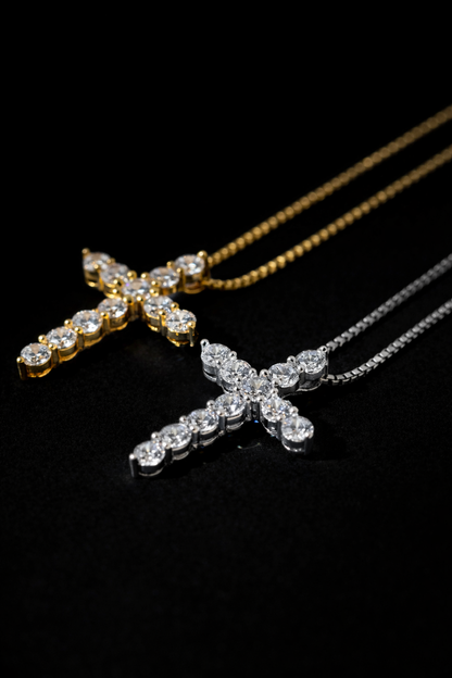 The Pave' Cross Necklace (Box Chain)