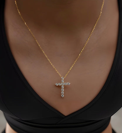 The Pave' Cross Necklace (Cable Chain)