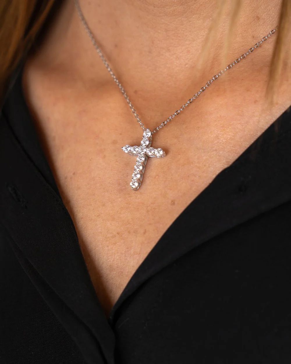 The Pavé Moissanite Cross Necklace