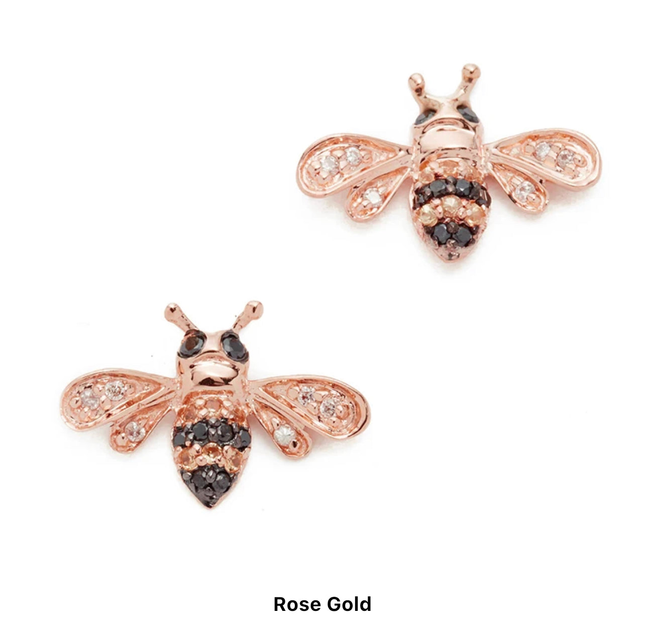 CZ Bee Black Stud Earrings