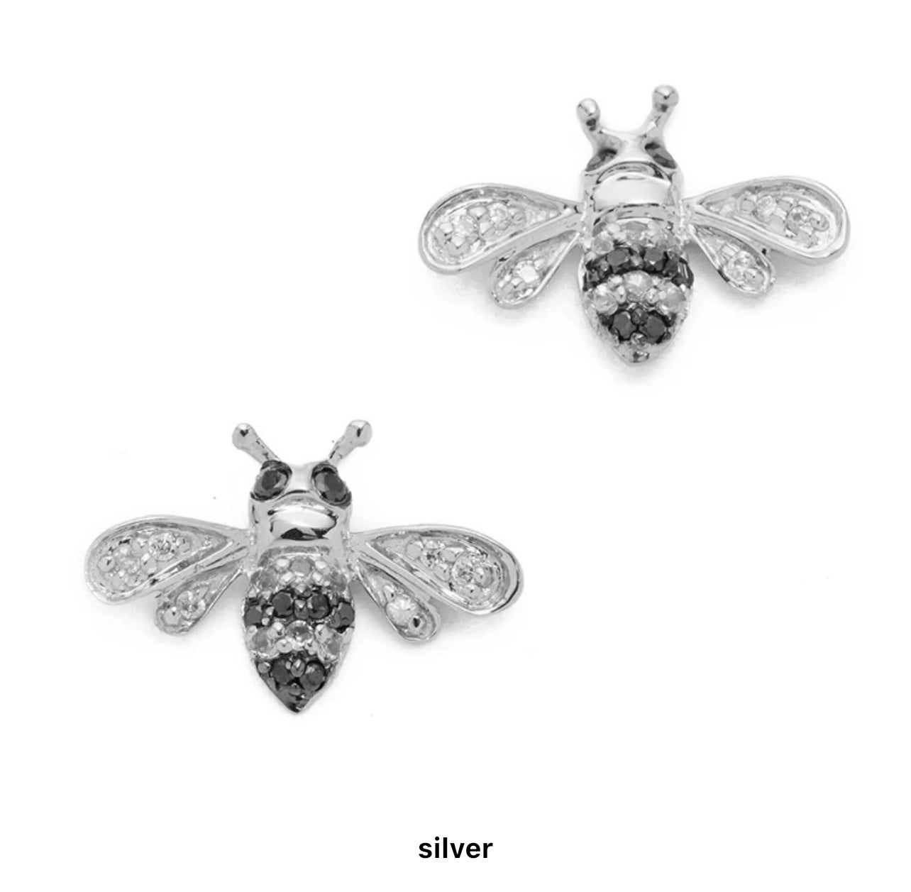 CZ Bee Black Stud Earrings