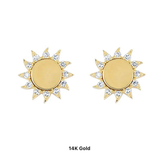 Cz Sun Stud Earrings