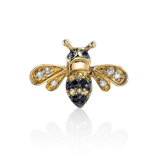 CZ Bee Black Stud Earrings